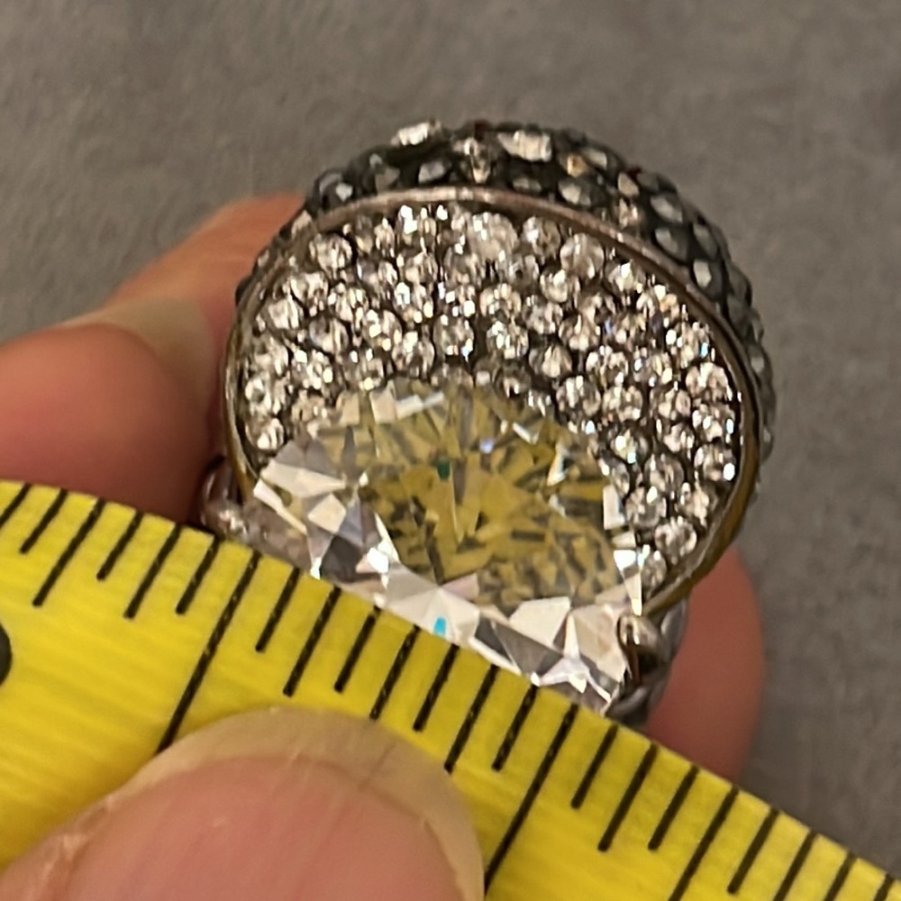 Solitaire Diamond Sterling Silver Ring - image 7